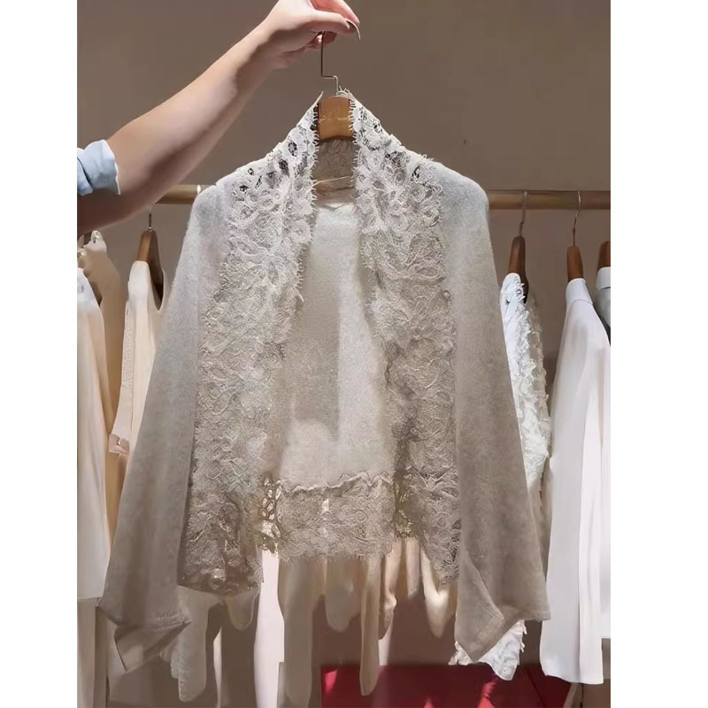 Cardigan tricotat pentru femei, cu panouri din dantelă, croială lejeră, mâneci lungi, țesătură tricotată