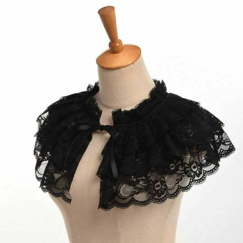 Guler fals din dantelă cu model floral, guler decorativ Lolita în stil punk, cu șal scurt