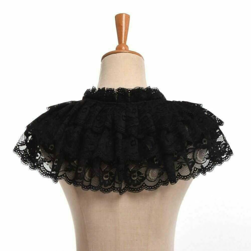 Guler fals din dantelă cu model floral, guler decorativ Lolita în stil punk, cu șal scurt