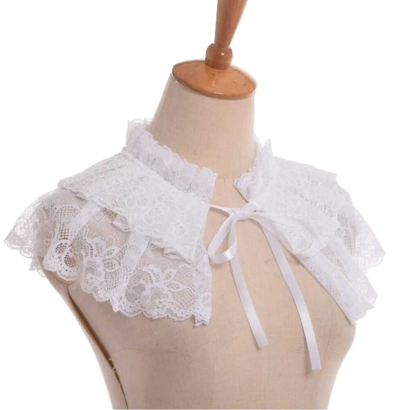 Guler fals din dantelă cu model floral, guler decorativ Lolita în stil punk, cu șal scurt