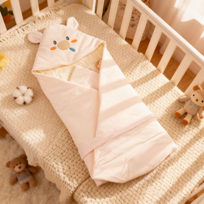 Păturică de înfășat pentru nou-născuți – bumbac, umplutură din fibră chimică, model cartoon, pentru primăvară-vară, pentru nou-născuți până la 1 an