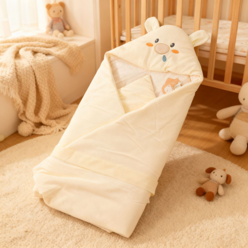 Păturică de înfășat pentru nou-născuți – bumbac, umplutură din fibră chimică, model cartoon, pentru primăvară-vară, pentru nou-născuți până la 1 an