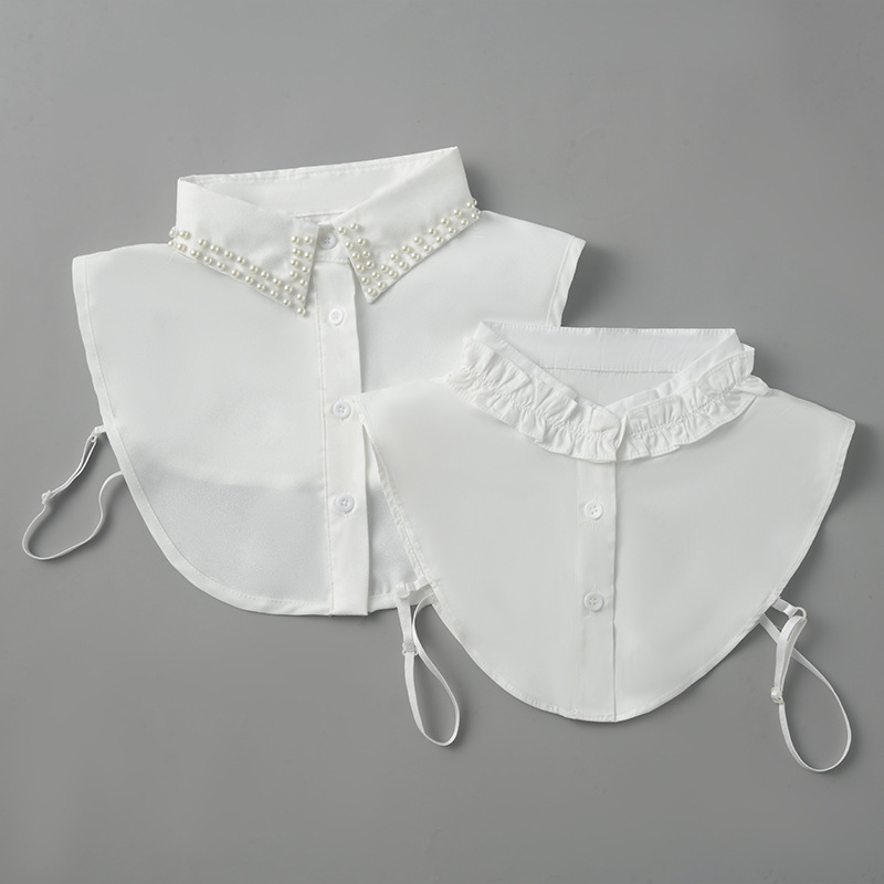 Guler fals cu perle pentru cămăși - accesorii la modă, poliester-satin, primăvara 2023, ambalare individuală