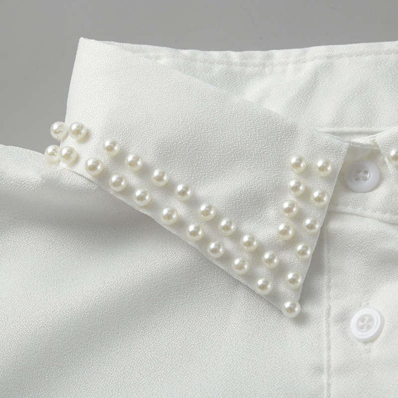 Guler fals cu perle pentru cămăși - accesorii la modă, poliester-satin, primăvara 2023, ambalare individuală