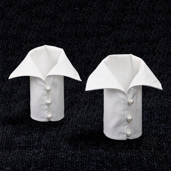 Guler decorativ detașabil pentru femei, cu guler mare în formă de vârf, manșete cu perle, țesătură din bumbac, căptușeală din poliester