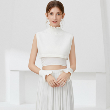 Guler decorativ din chiffon pentru pulover, cu model floral, stil fashion, vară 2024