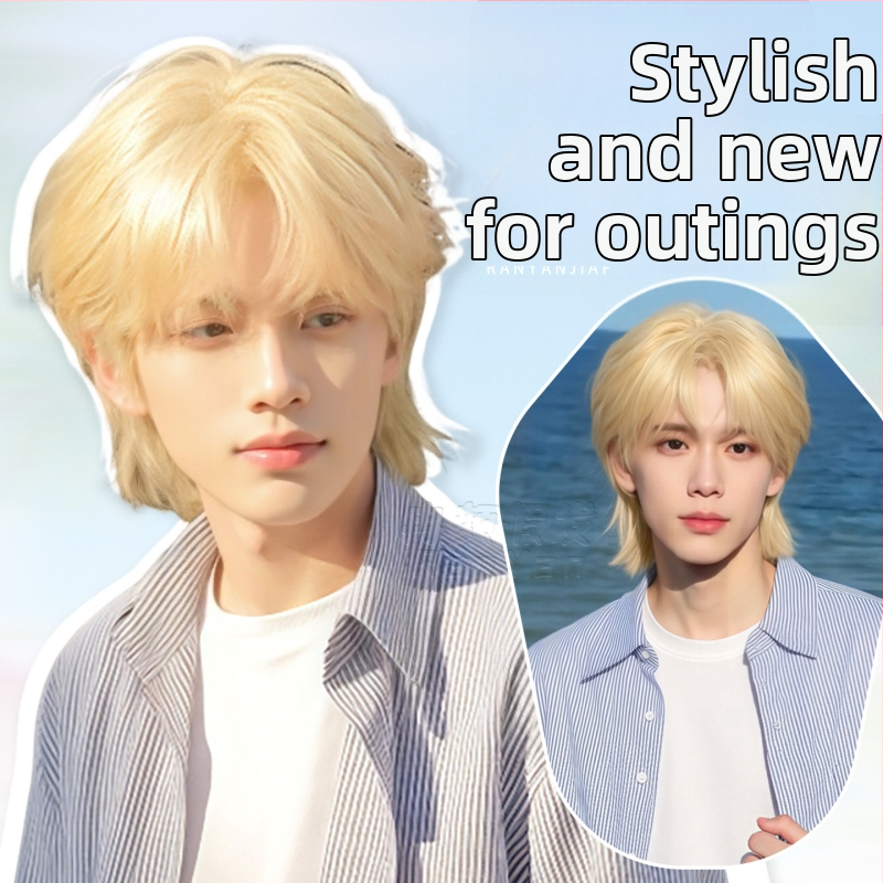 Férfi paróka, japán mullet stílus, teljes paróka, modell 542, hőálló rostok