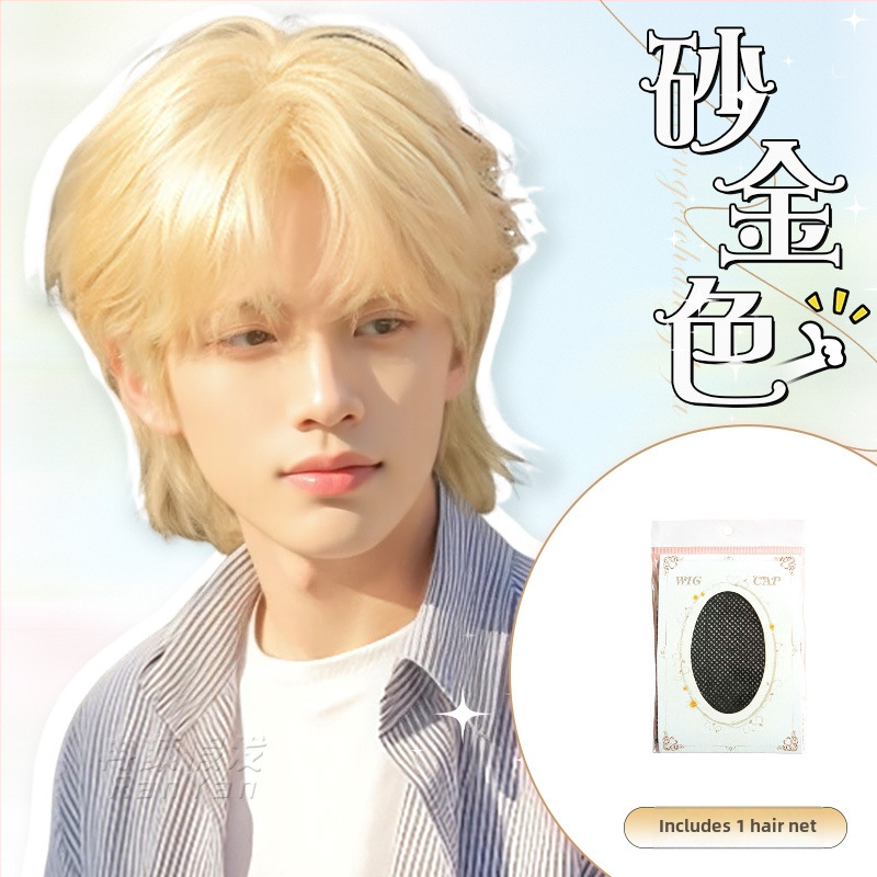 Férfi paróka, japán mullet stílus, teljes paróka, modell 542, hőálló rostok