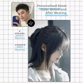 Perucă pentru bărbați cu stil coadă de lup (mullet), fibre rezistente la temperaturi înalte, mecanism de fabricație, model Dm432