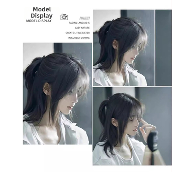 Perucă pentru bărbați cu stil coadă de lup (mullet), fibre rezistente la temperaturi înalte, mecanism de fabricație, model Dm432