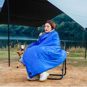 Sac de dormit tip envelope pentru camping în aer liber – umplutură din bumbac gol, căptușeală poliester, țesătură poliester, adult