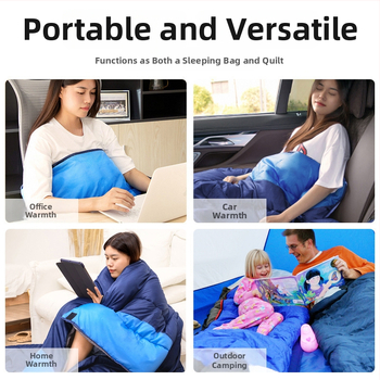 Sac de dormit tip envelope pentru camping în aer liber – umplutură din bumbac gol, căptușeală poliester, țesătură poliester, adult