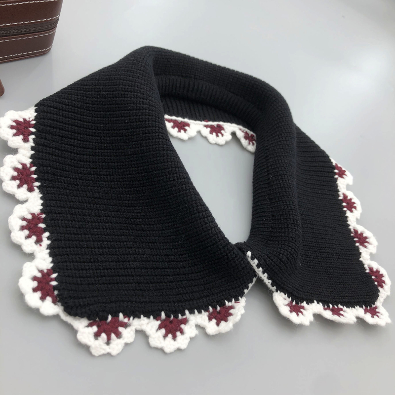 Pleteni lažni ovratnik s valovitim uzorkom, poliester materijal, podstava Dacron, retro stil