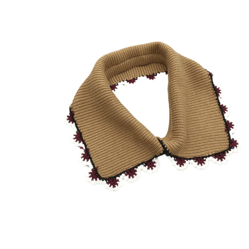Pleteni lažni ovratnik s valovitim uzorkom, poliester materijal, podstava Dacron, retro stil