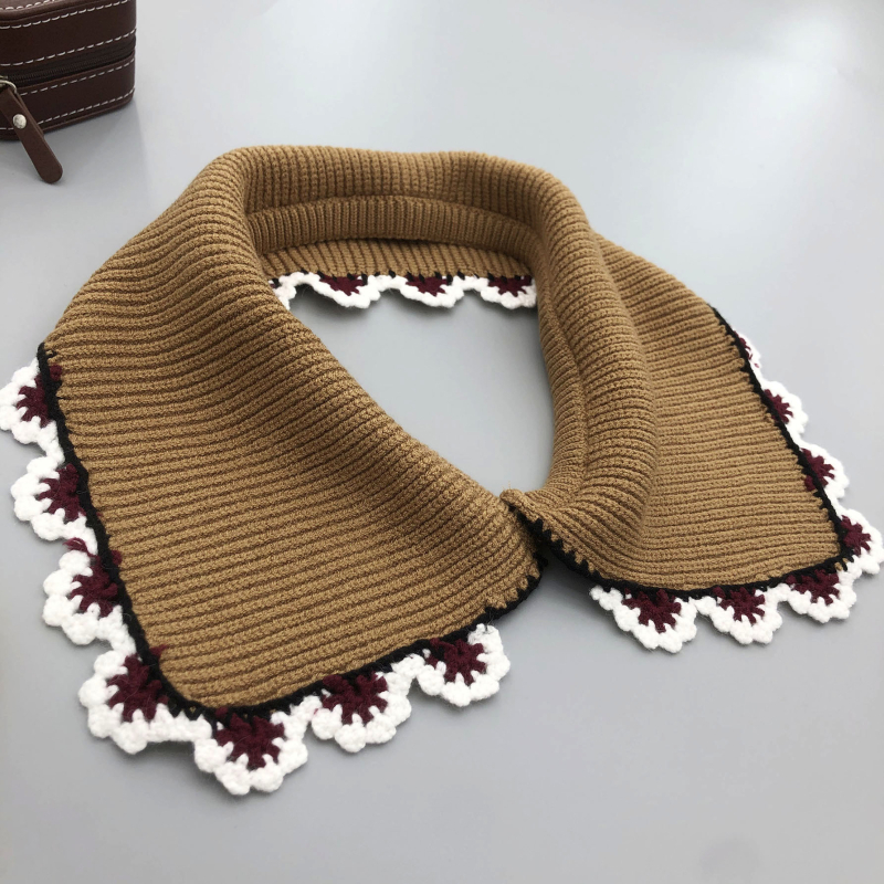 Pleteni lažni ovratnik s valovitim uzorkom, poliester materijal, podstava Dacron, retro stil