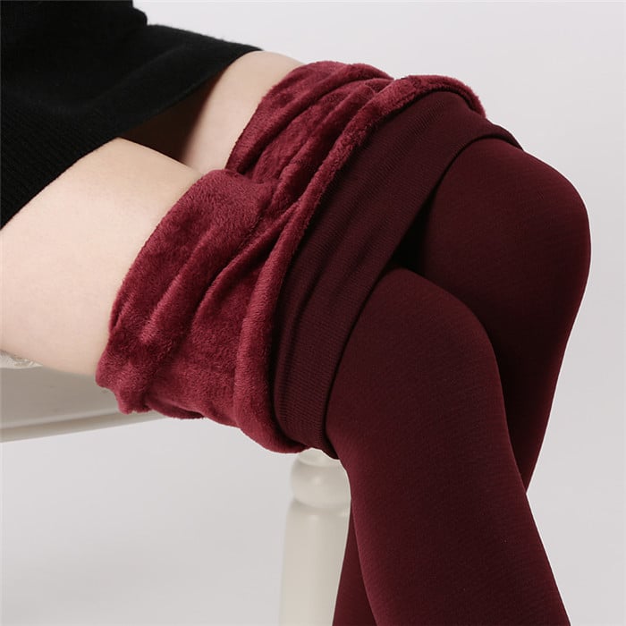 Ženske leggings od poliestera s fleec podstavom, debeli topli zimski kroj, visok pas, uski kroj
