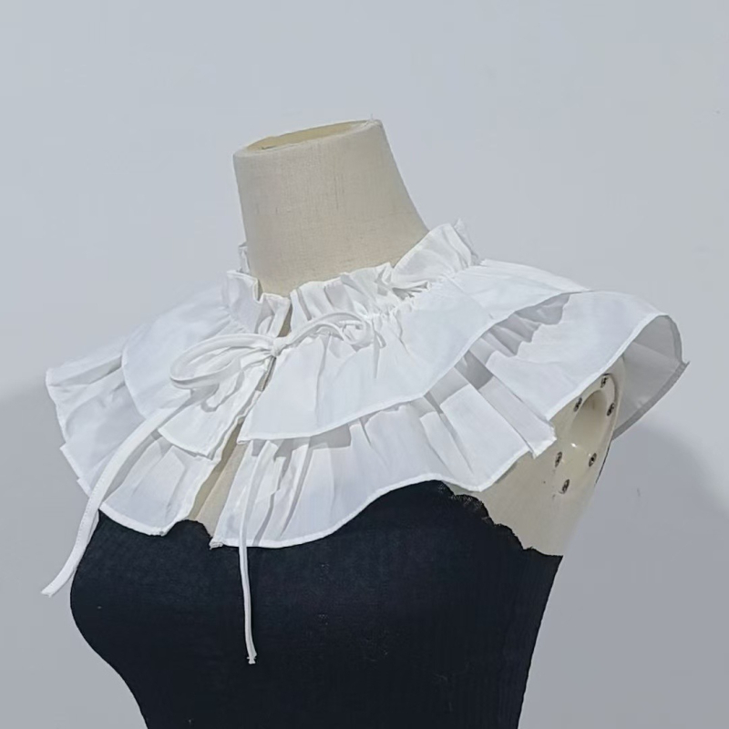 Lekapható, többszintű fodros gallér csipkével, poliészter-pamut anyag, koreai aranyos stílus, egyszínű mintázat