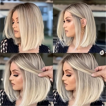 Περούκα για κοντό ίσιο μαλλί, μοντέλο K-0081, ίνες υψηλής θερμοκρασίας, μηχανισμός επεξεργασίας, φράντζα: ευθείες ή κεκλιμένες