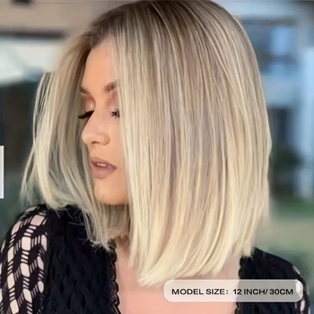 Περούκα για κοντό ίσιο μαλλί, μοντέλο K-0081, ίνες υψηλής θερμοκρασίας, μηχανισμός επεξεργασίας, φράντζα: ευθείες ή κεκλιμένες