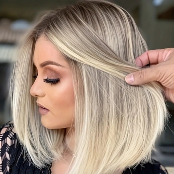 Περούκα για κοντό ίσιο μαλλί, μοντέλο K-0081, ίνες υψηλής θερμοκρασίας, μηχανισμός επεξεργασίας, φράντζα: ευθείες ή κεκλιμένες