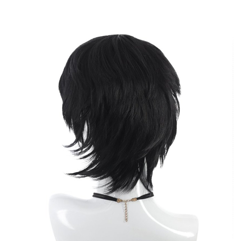 Férfi mullet paróka, rövid haj, japán egyetemi stílus, természetes megjelenés, teljes fejfedő, mechanikus feldolgozás, magas hőmérsékletű szálak