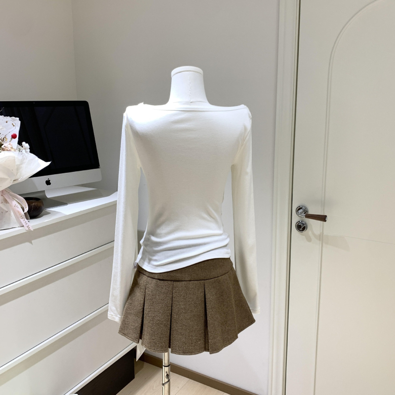 Ženski vuneni pleteni T‑shirt s dugim rukavima, čipkasti patchwork i swing ovratnik, pamukova mješavina