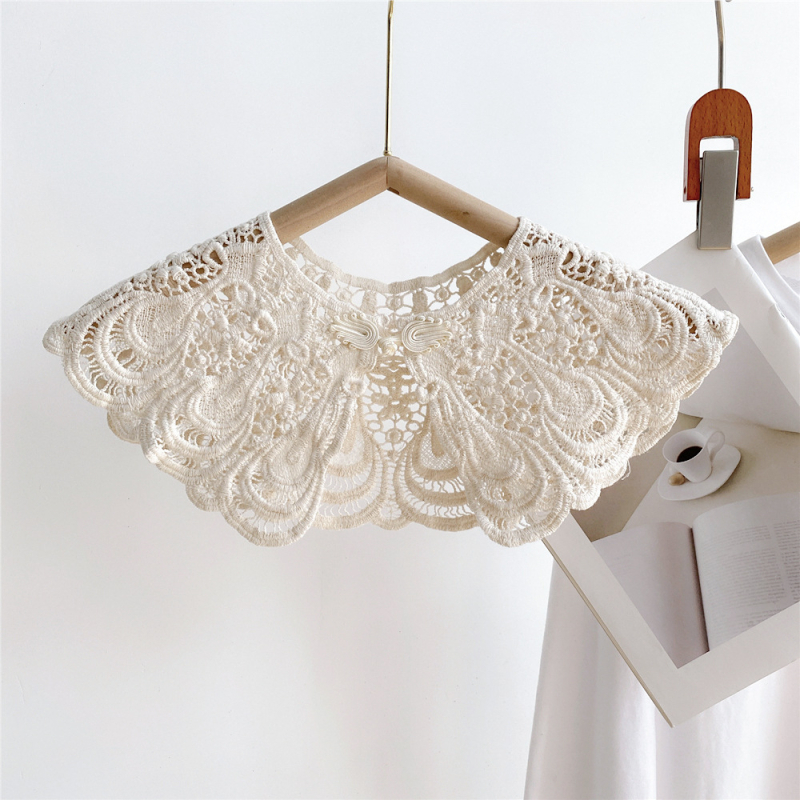 Ženski čipkasti pleteni šal s prozirnim otvorima, pamuk, topao, pogodan za sve sezone