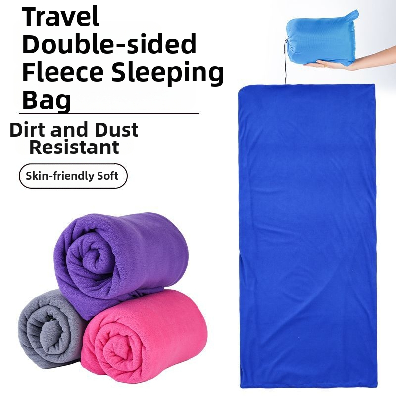 Flísový vnútorný spací vak, obálkového štýlu, pre dospelých, dvojstranný a hrubý, odolný voči špine, na táborenie a cestovanie, materiál: polyester