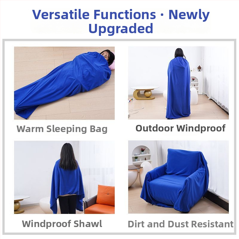 Flísový vnútorný spací vak, obálkového štýlu, pre dospelých, dvojstranný a hrubý, odolný voči špine, na táborenie a cestovanie, materiál: polyester