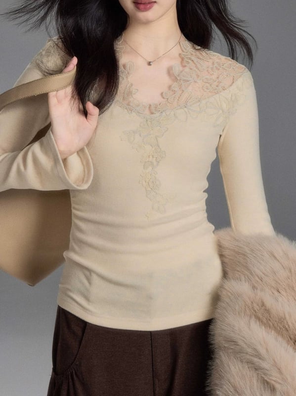 Pletena majica s V-izrezom, dugi rukavi, poliester, jednobojni uzorak, elegantan poslovni stil