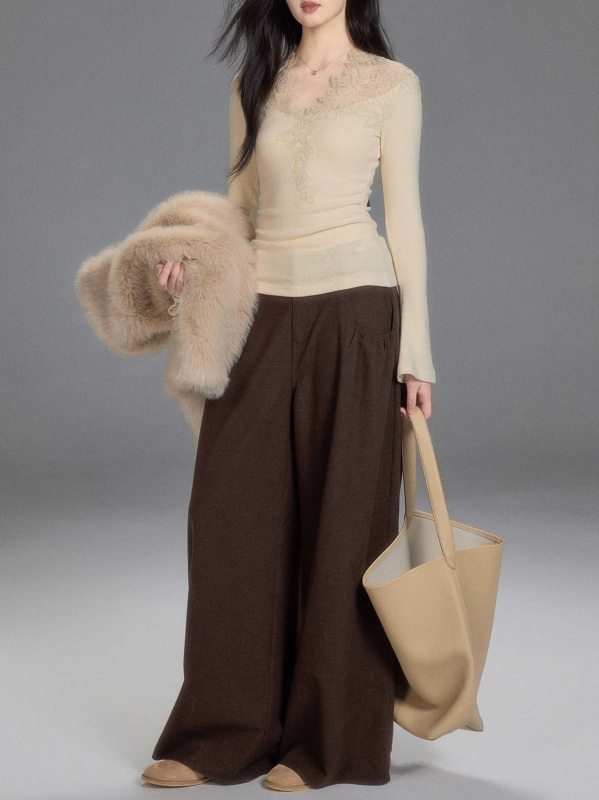 Pletena majica s V-izrezom, dugi rukavi, poliester, jednobojni uzorak, elegantan poslovni stil