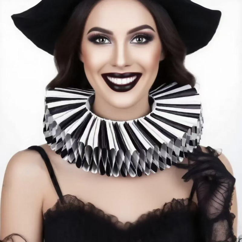 Prugasta choker ogrlica, francuski retro stil, poliester tkanina s podstavom, unisex odrasli, jesen 2025