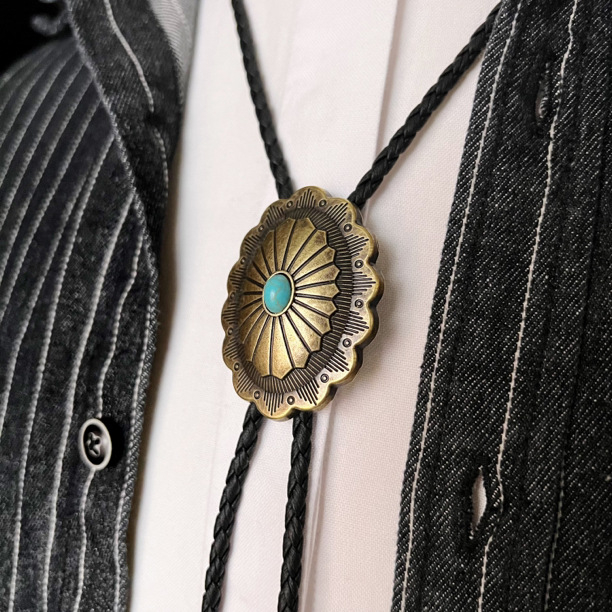 Bolo kravata s retro zapadnim kariranim uzorkom, unisex, ručno izrađena, tiskano