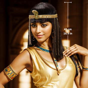 Anxin Cleopatra cosplay perika AX23002 - prirodni stil, duga ravna kosa s šiškama, sintetička vlakna, trodijelna mreža