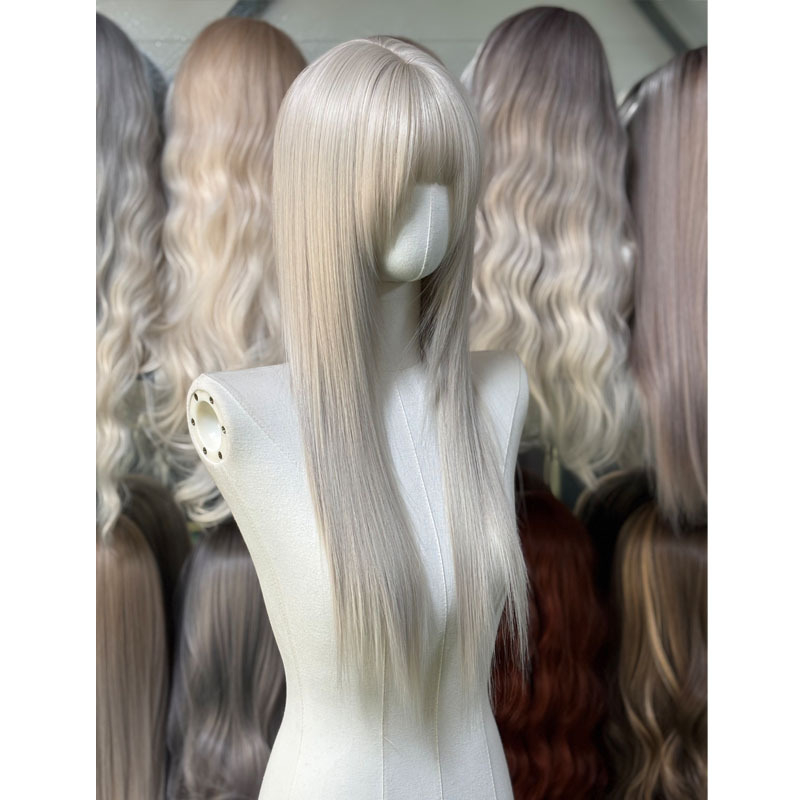 Perika za žene - korejskog stila duga ravna perika s bangs, model Mg-2188 Cream Mousse, marka Mayson Wig, vlakna otporna na toplinu
