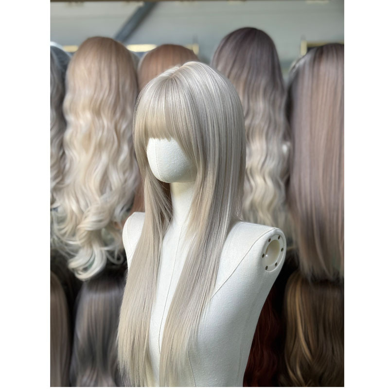 Perika za žene - korejskog stila duga ravna perika s bangs, model Mg-2188 Cream Mousse, marka Mayson Wig, vlakna otporna na toplinu