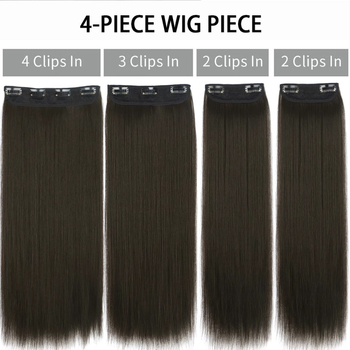 Clip-in ravne produžne vlasi, model 4322, vlakna otporna na visoku temperaturu, set od četiri komada