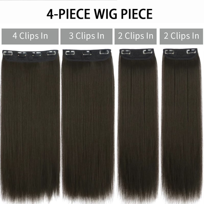 Clip-in ravne produžne vlasi, model 4322, vlakna otporna na visoku temperaturu, set od četiri komada