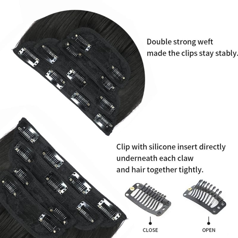 Clip-in ravne produžne vlasi, model 4322, vlakna otporna na visoku temperaturu, set od četiri komada