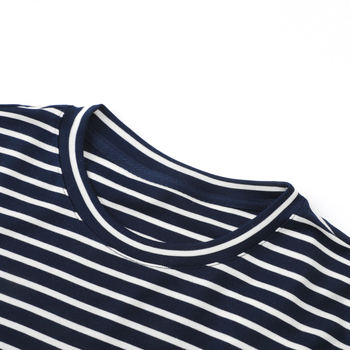 Ženski T‑shirt s čipkastim izrezom i prugama, dugi rukavi, okrugli izrez, udoban kroj, poliester, kod KSD2507016