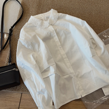 Košula s polo ovratnikom, Raglan dugi rukavi, kopčanje u jednom redu, mekani pamuk-satenski materijal (95%+ pamuka), japansko-korejski casual stil, regularna krojenje - 12376