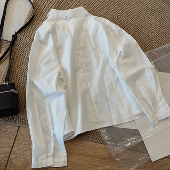 Košula s polo ovratnikom, Raglan dugi rukavi, kopčanje u jednom redu, mekani pamuk-satenski materijal (95%+ pamuka), japansko-korejski casual stil, regularna krojenje - 12376