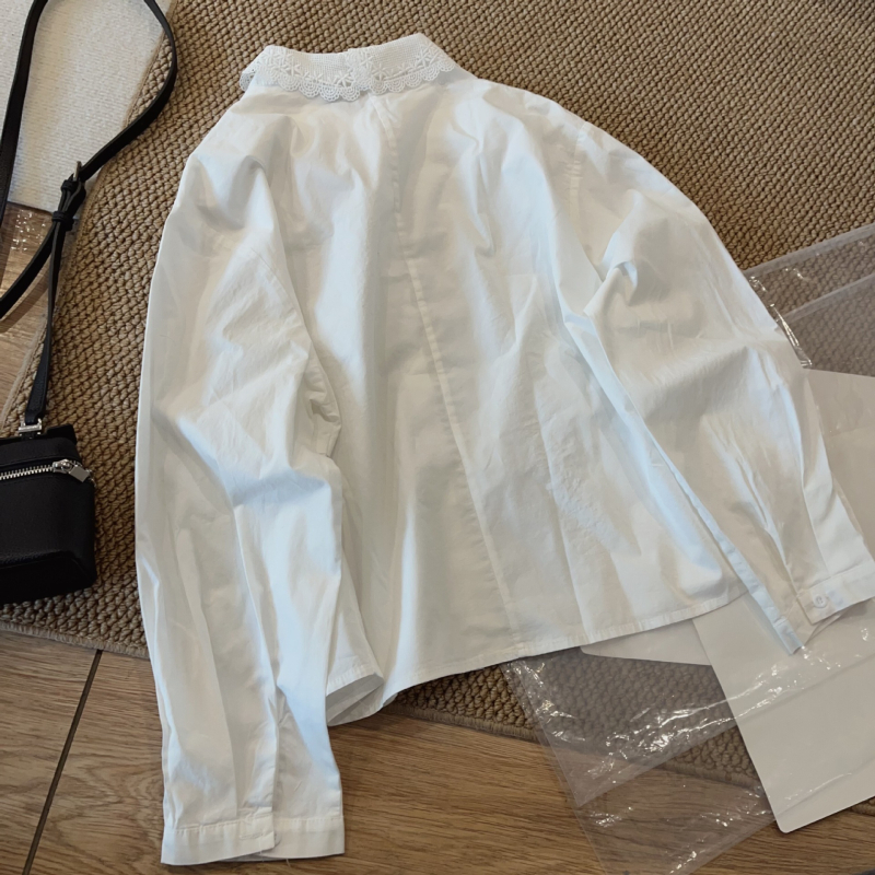 Košula s polo ovratnikom, Raglan dugi rukavi, kopčanje u jednom redu, mekani pamuk-satenski materijal (95%+ pamuka), japansko-korejski casual stil, regularna krojenje - 12376