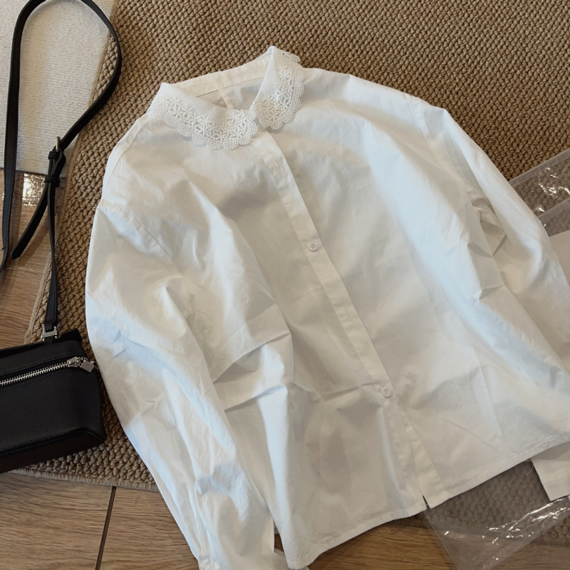 Košula s polo ovratnikom, Raglan dugi rukavi, kopčanje u jednom redu, mekani pamuk-satenski materijal (95%+ pamuka), japansko-korejski casual stil, regularna krojenje - 12376