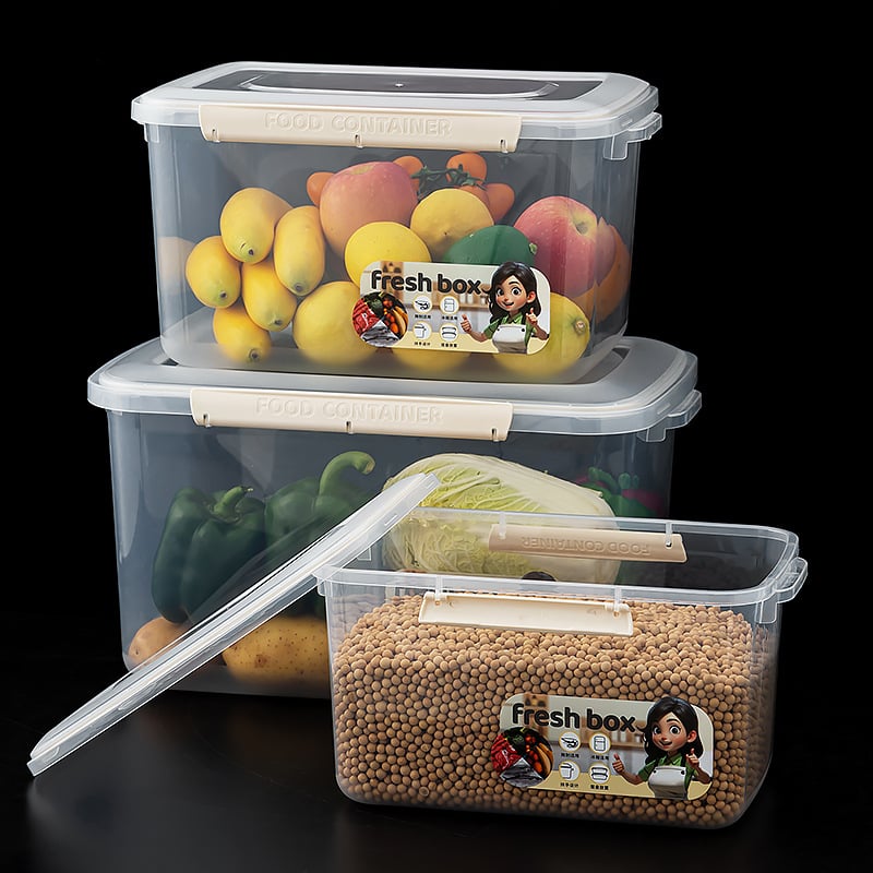 Pravokutna plastična kutija za hranu s poklopcem, pogodna za hladnjak