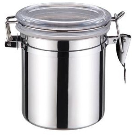 Rozsdamentes acél tömített tárolóedény, kerek formájú, 1–2 L kapacitás, nyomtatott logóval