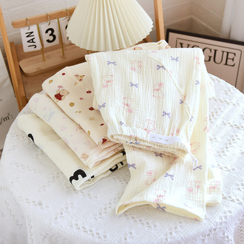 Posztpartum pamut pizsama nadrág - dupla réteg krepp pamut, laza szabás, 95% pamut, nadrág, 2025 kiadás