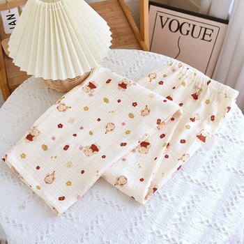 Posztpartum pamut pizsama nadrág - dupla réteg krepp pamut, laza szabás, 95% pamut, nadrág, 2025 kiadás