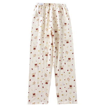 Posztpartum pamut pizsama nadrág - dupla réteg krepp pamut, laza szabás, 95% pamut, nadrág, 2025 kiadás