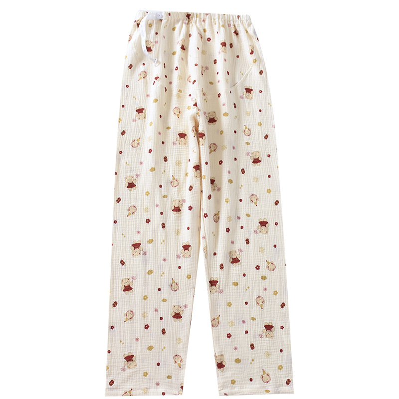 Posztpartum pamut pizsama nadrág - dupla réteg krepp pamut, laza szabás, 95% pamut, nadrág, 2025 kiadás